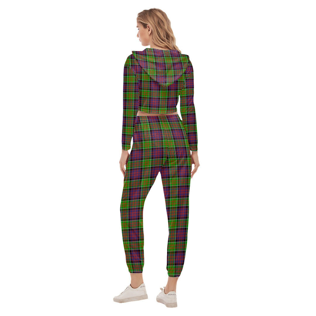 MacDonald of Clanranald Tartan Crest Crop Hoodie Sports Sets