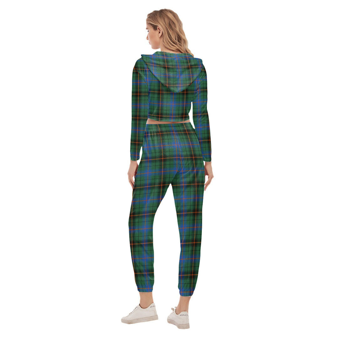 Davidson Ancient Tartan Crest Crop Hoodie Sports Sets