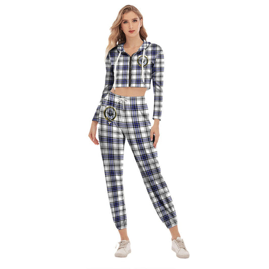 Hannay Modern Tartan Crest Crop Hoodie Sports Sets