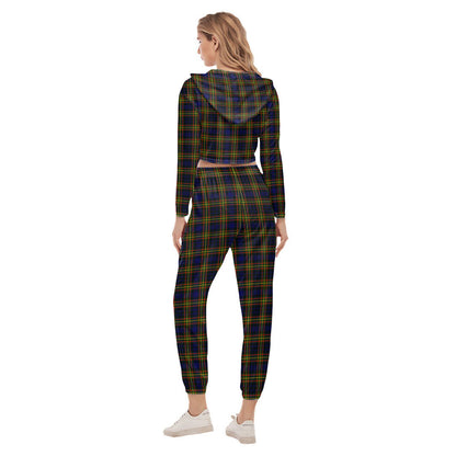 MacLellan Modern Tartan Crest Crop Hoodie Sports Sets