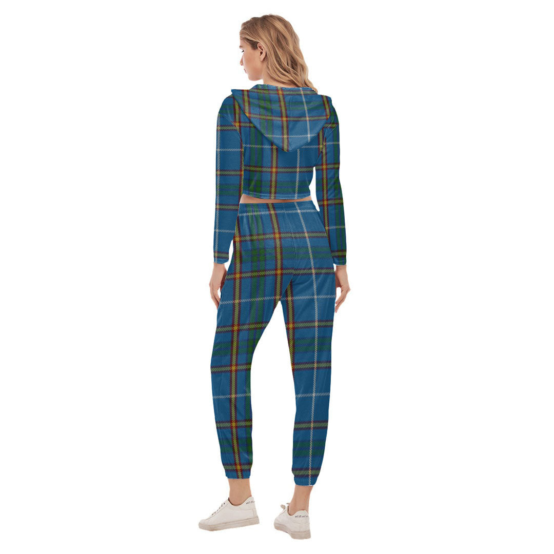 Bain Tartan Crest Crop Hoodie Sports Sets