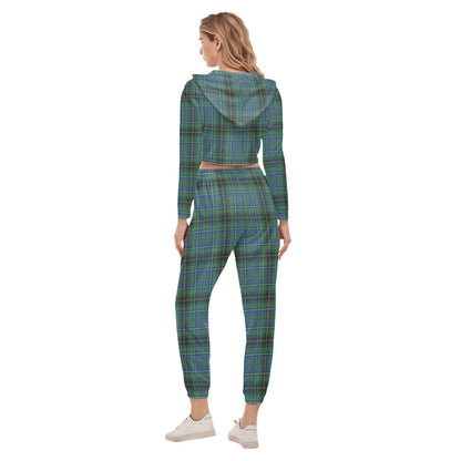 MacInnes Ancient Tartan Crest Crop Hoodie Sports Sets