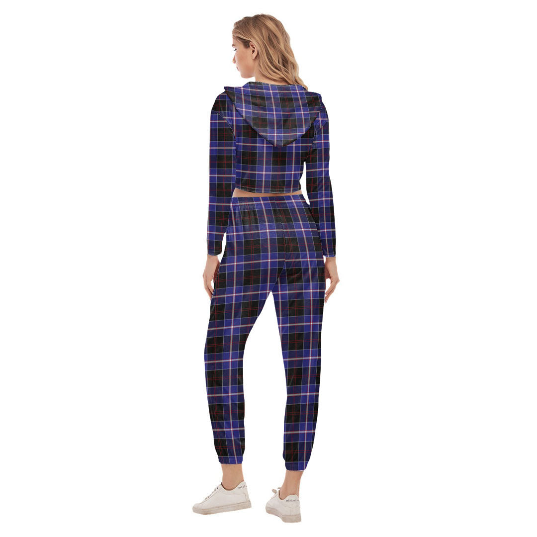 Dunlop Modern Tartan Crest Crop Hoodie Sports Sets