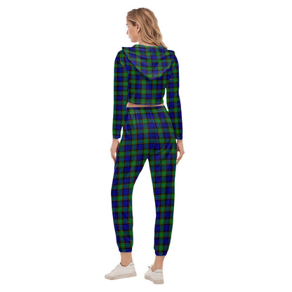 Sempill Modern Tartan Crest Crop Hoodie Sports Sets