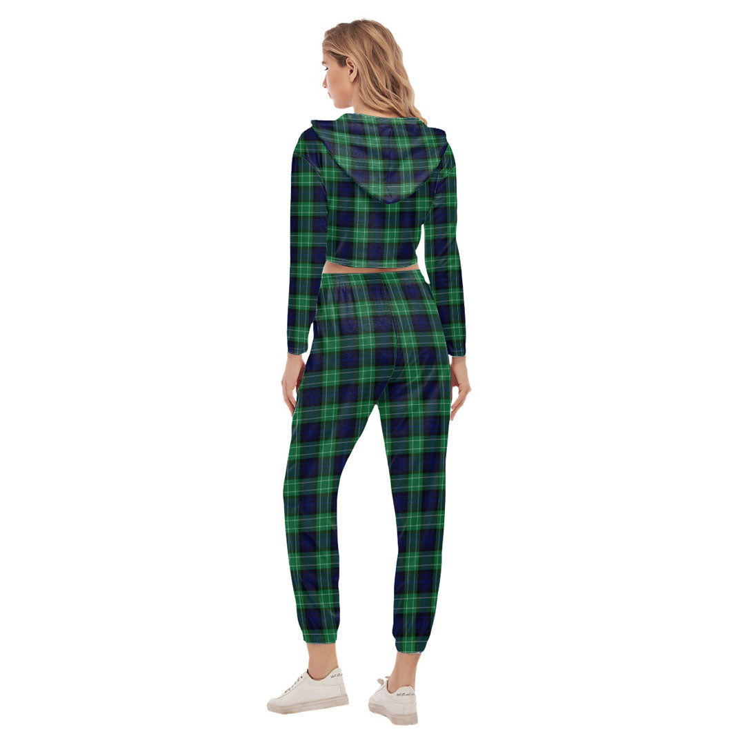 Abercrombie Tartan Crest Crop Hoodie Sports Sets