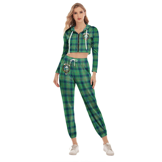 Kennedy Ancient Tartan Crest Crop Hoodie Sports Sets