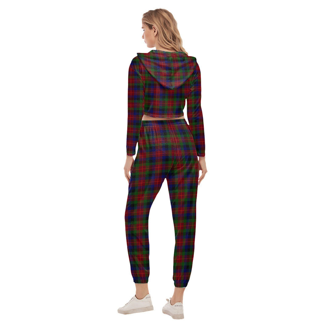 Tennant Tartan Crest Crop Hoodie Sports Sets