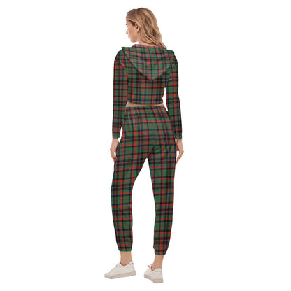 Cumming Hunting Ancient Tartan Crest Crop Hoodie Sports Sets