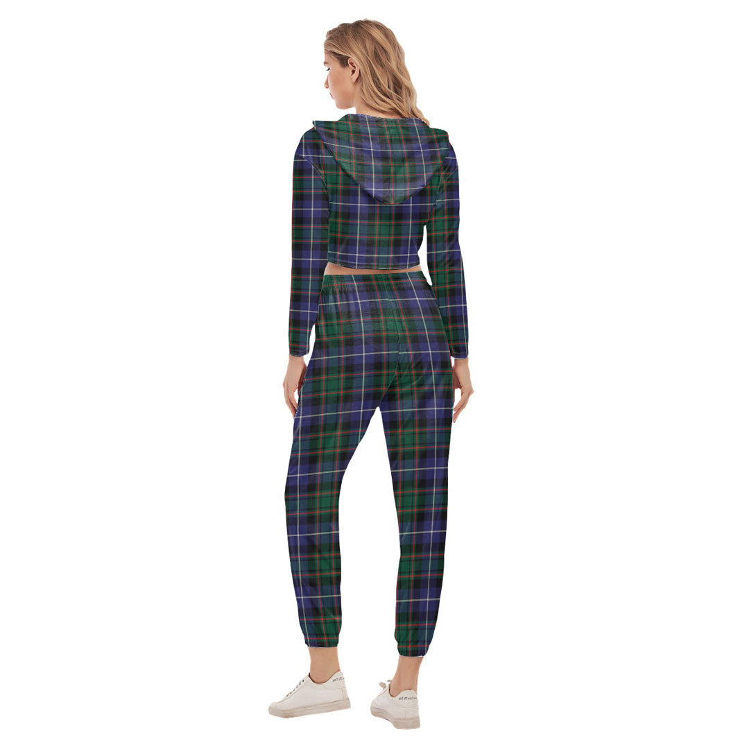 MacRae Hunting Modern Tartan Crest Crop Hoodie Sports Sets