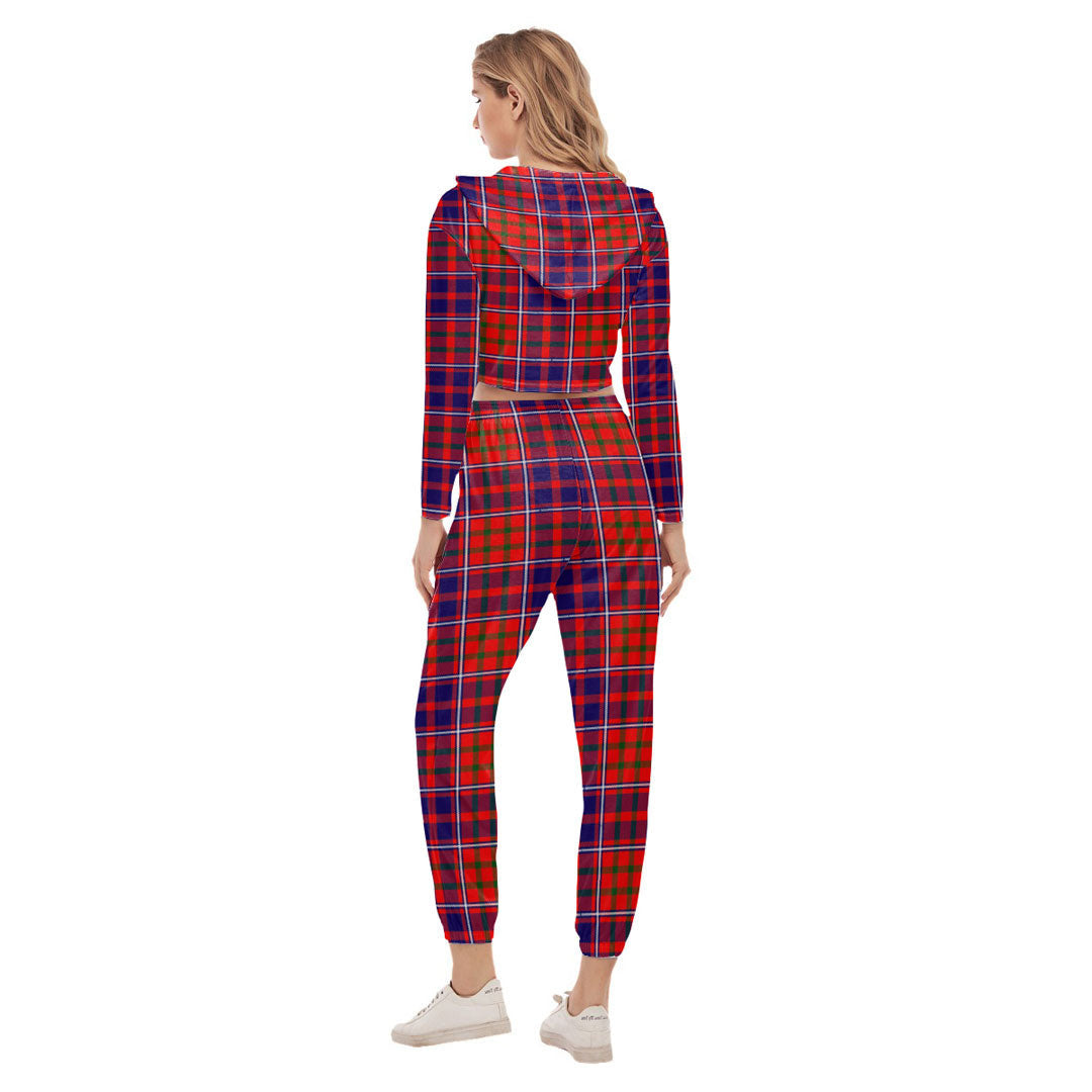 Cameron of Lochiel Modern Tartan Crest Crop Hoodie Sports Sets