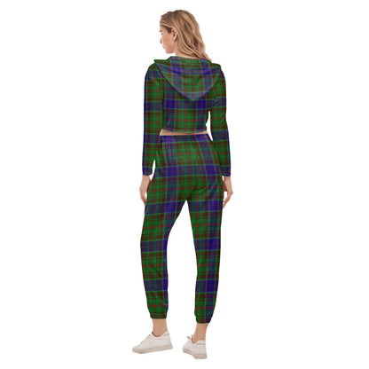 Adam Tartan Crest Crop Hoodie Sports Sets