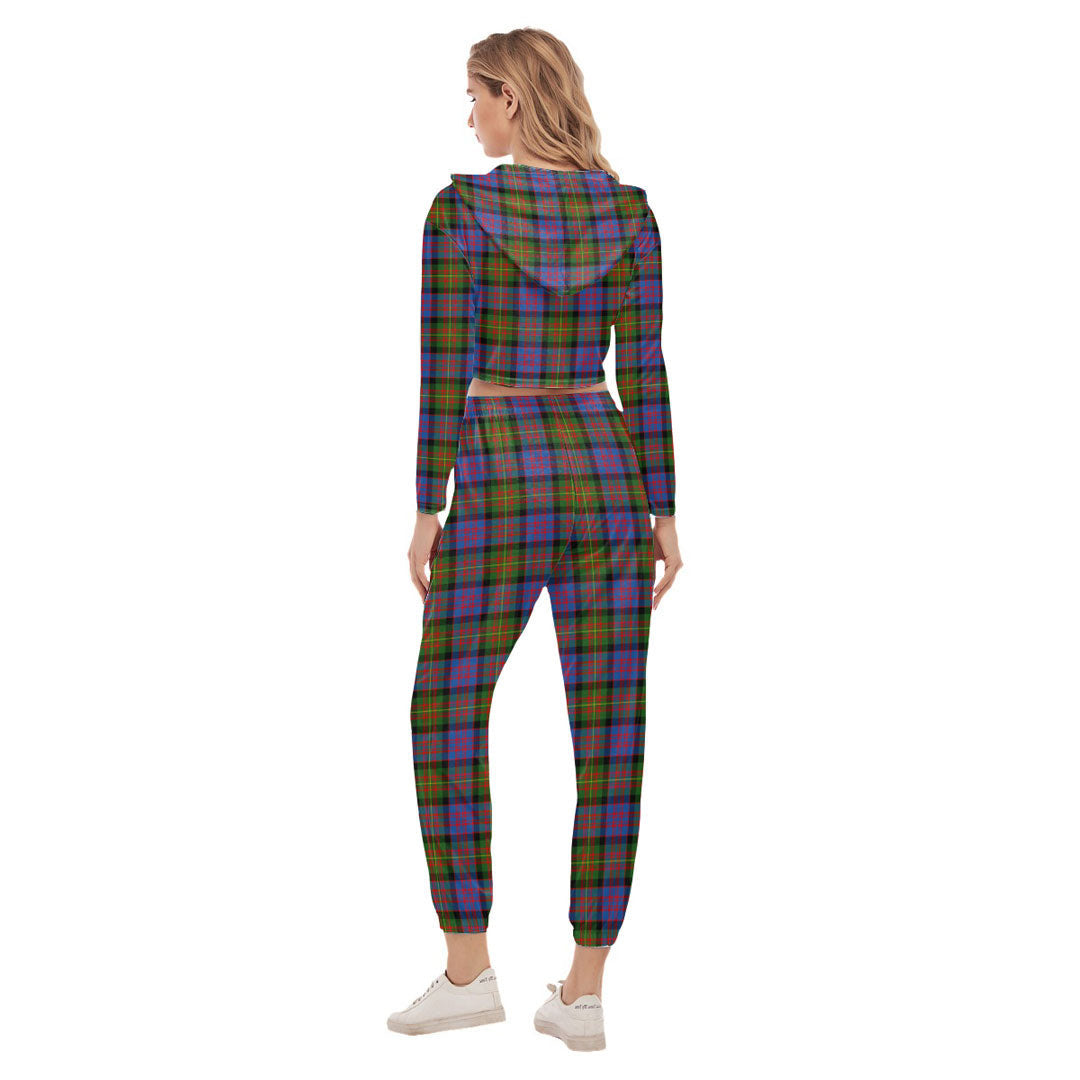 Carnegie Ancient Tartan Crest Crop Hoodie Sports Sets