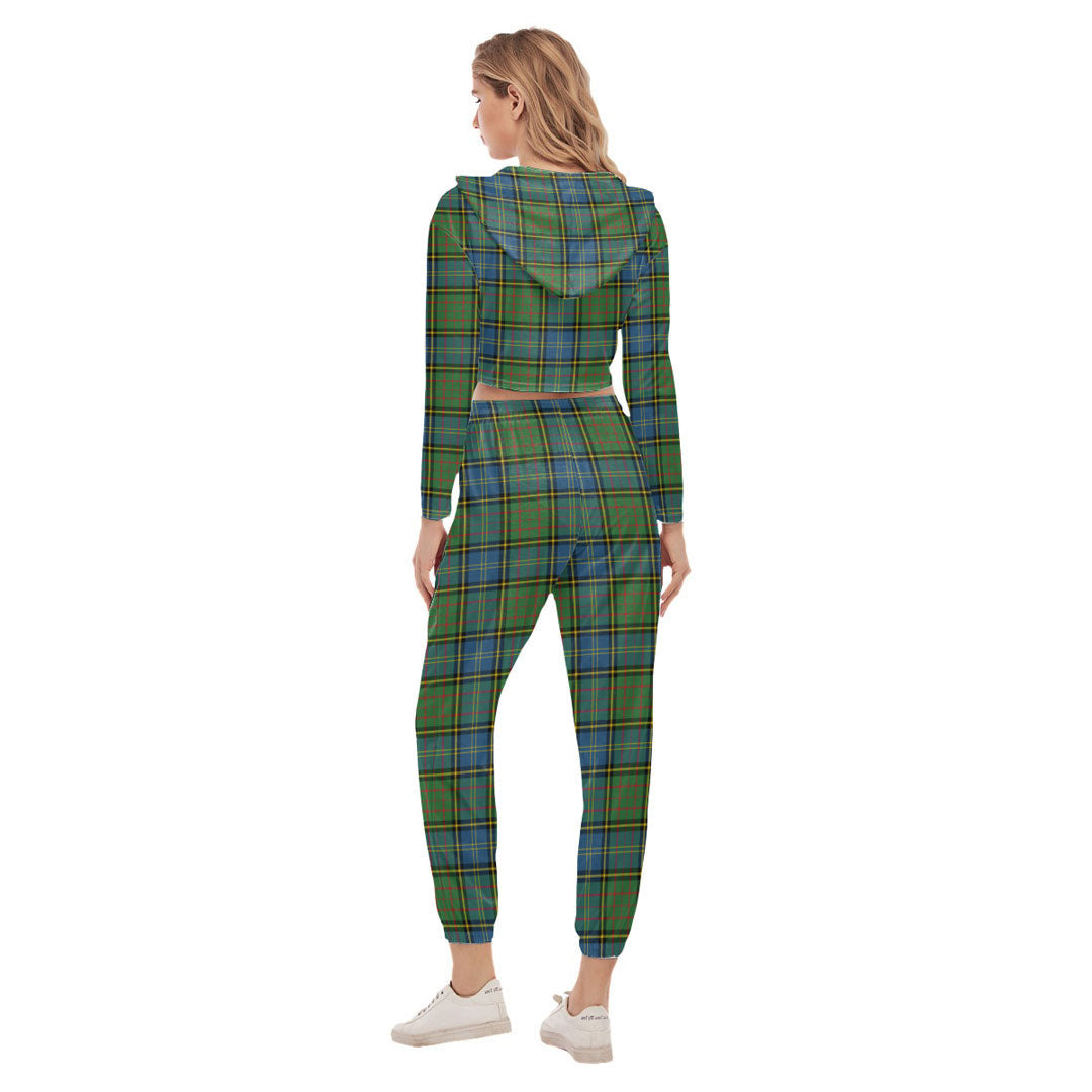 MacMillan Hunting Ancient Tartan Crest Crop Hoodie Sports Sets