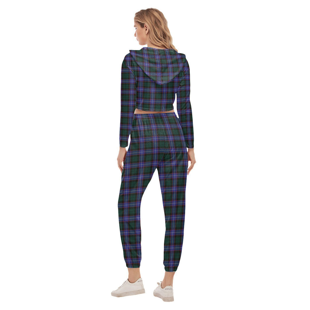 Hunter Modern Tartan Crest Crop Hoodie Sports Sets