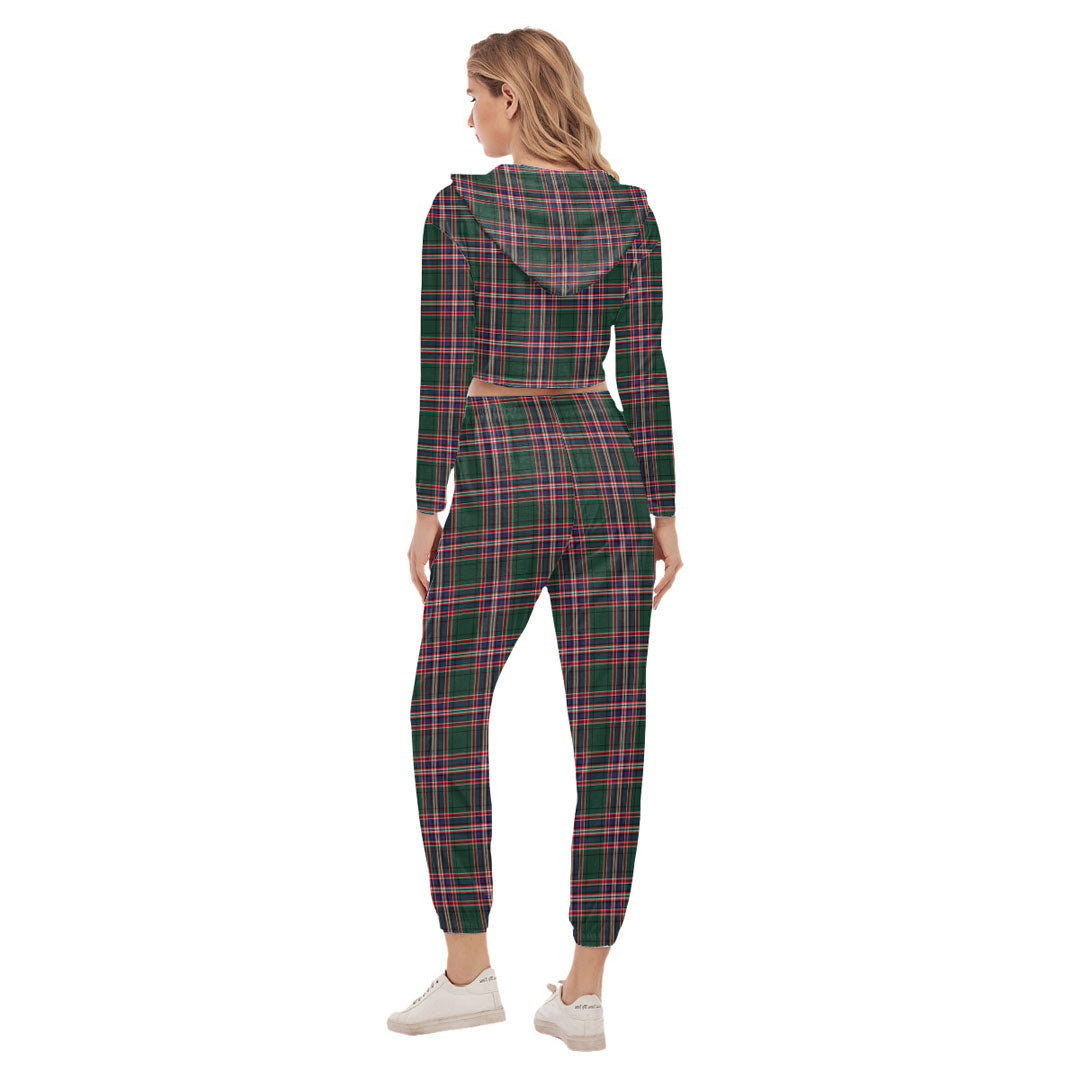 MacFarlane Hunting Modern Tartan Crest Crop Hoodie Sports Sets