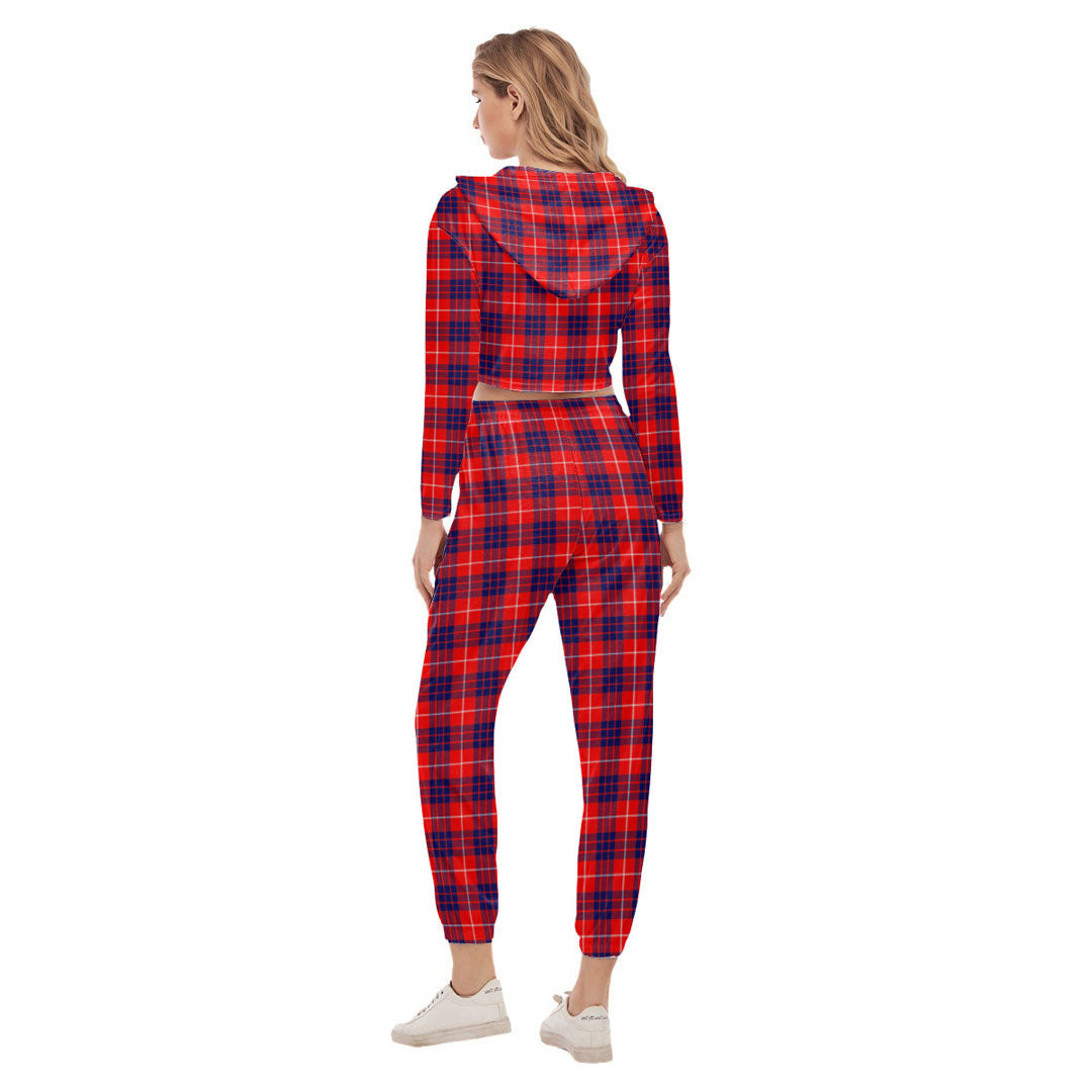 Hamilton Modern Tartan Crest Crop Hoodie Sports Sets