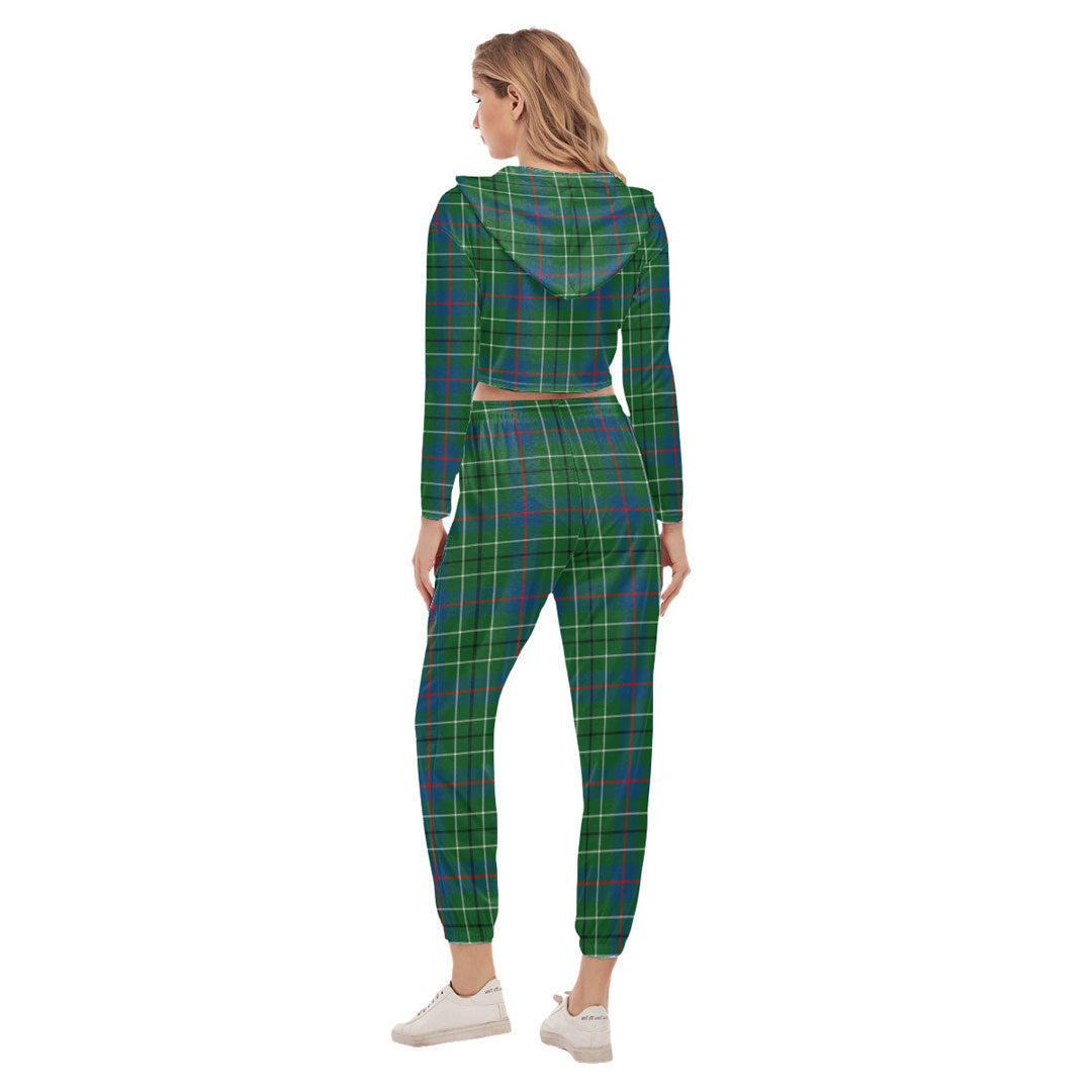 Duncan Ancient Tartan Crest Crop Hoodie Sports Sets