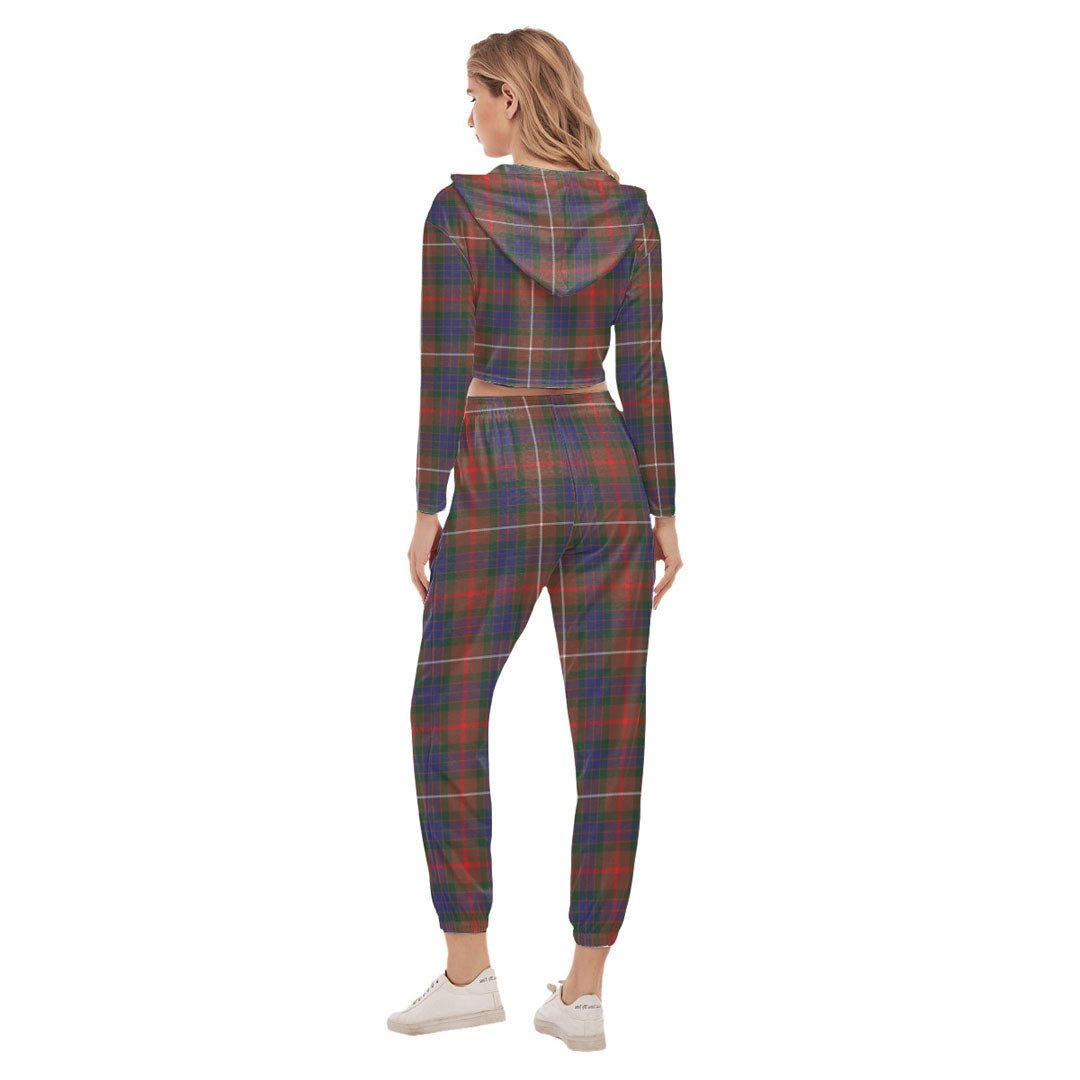 Fraser Hunting Modern Tartan Crest Crop Hoodie Sports Sets