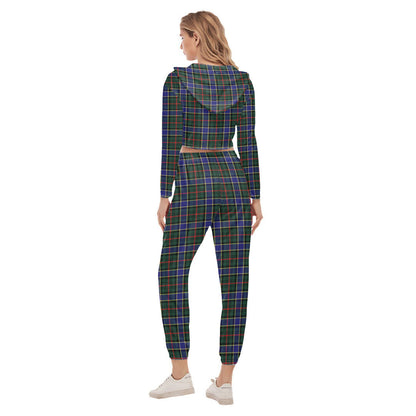 Ogilvie Hunting Modern Tartan Crest Crop Hoodie Sports Sets