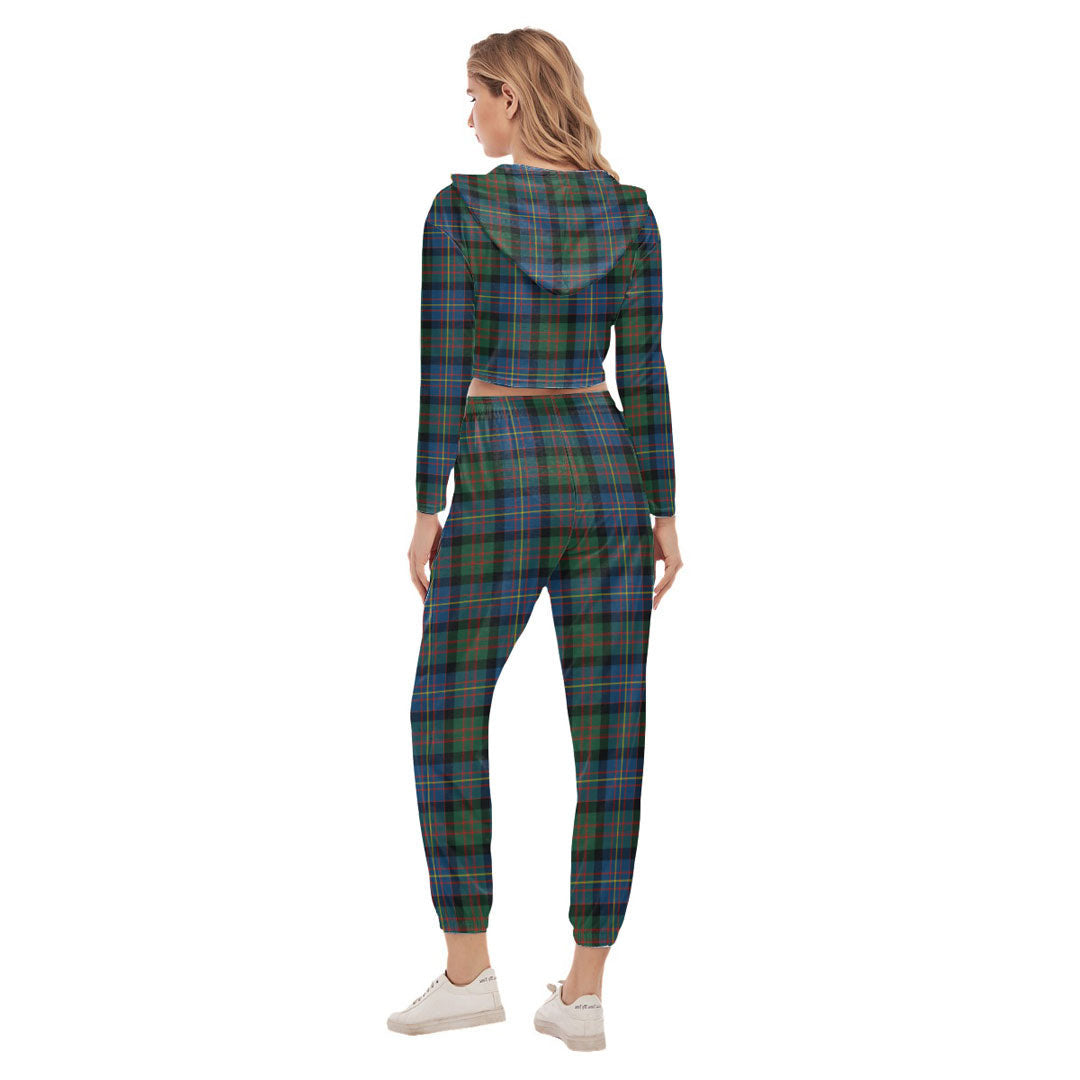 Cameron of Erracht Ancient Tartan Crest Crop Hoodie Sports Sets