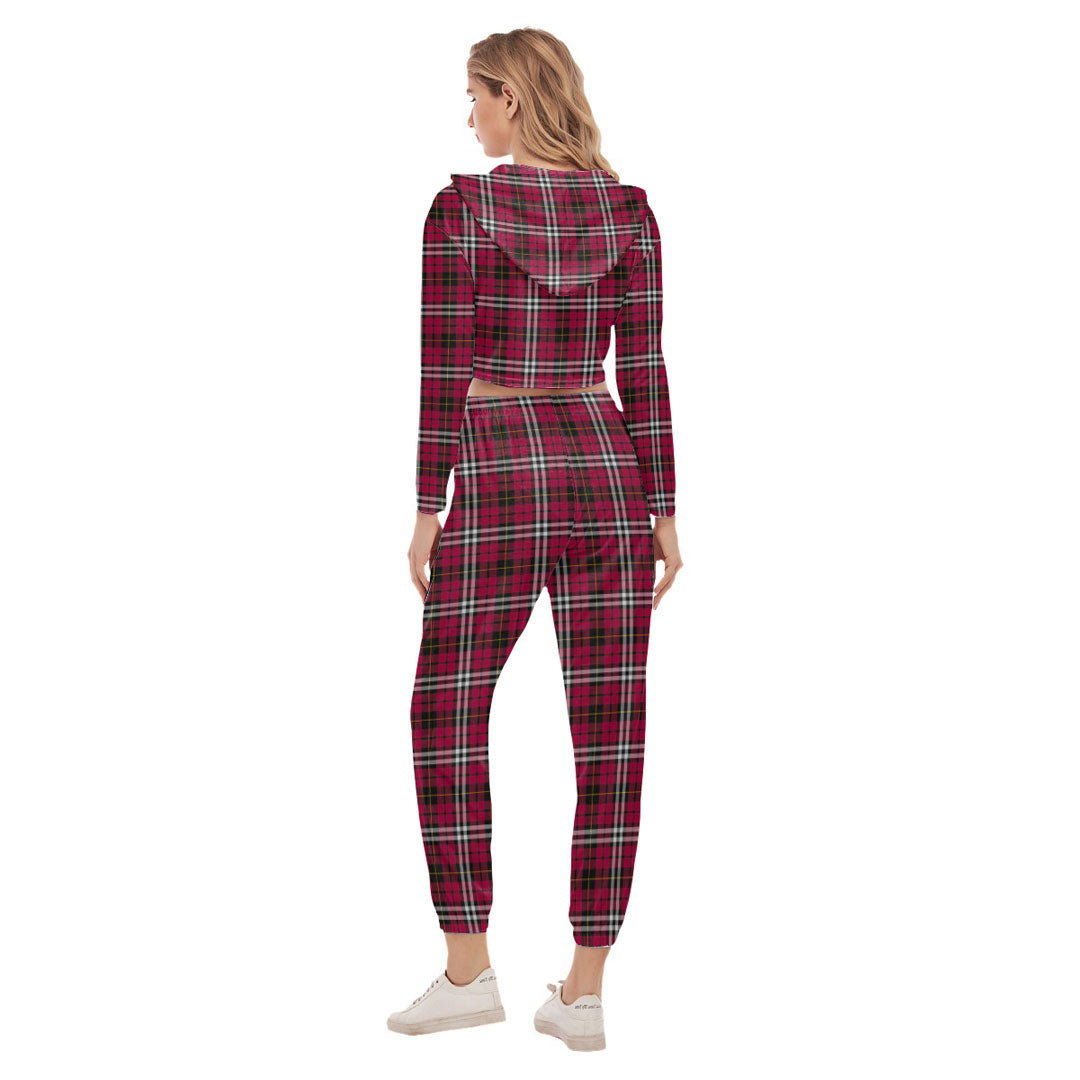 Little Tartan Crest Crop Hoodie Sports Sets