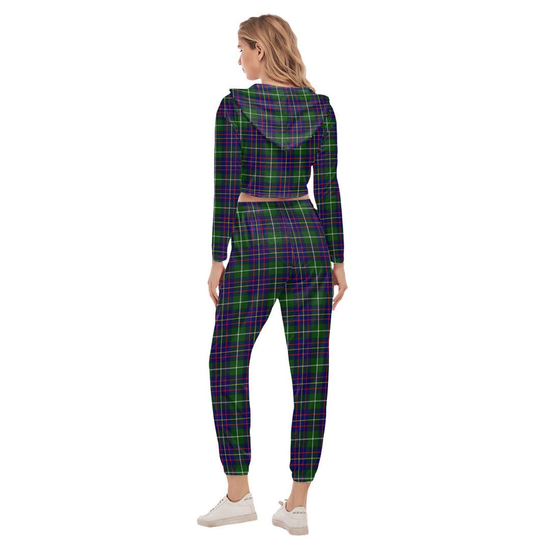 Inglis Modern Tartan Crest Crop Hoodie Sports Sets