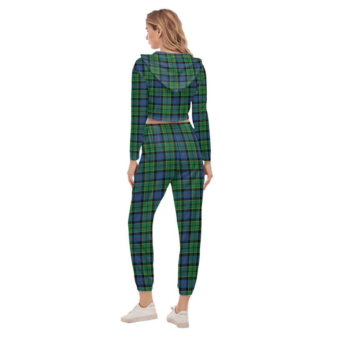 Forsyth Ancient Tartan Crest Crop Hoodie Sports Sets