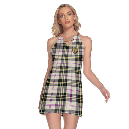 MacPherson Dress Ancient Tartan Crest Round Neck Above Knee Dress