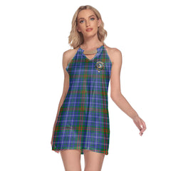 Edmonstone Tartan Crest Round Neck Above Knee Dress