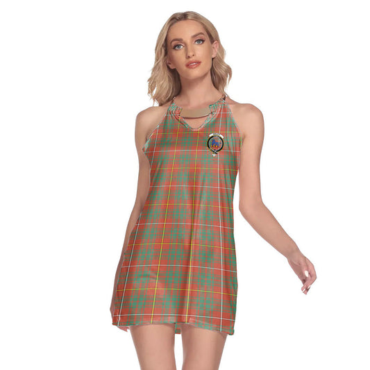 Bruce Ancient Tartan Crest Round Neck Above Knee Dress