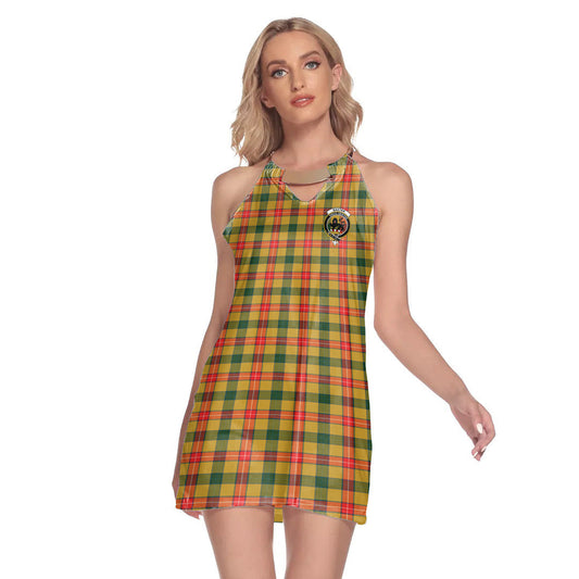 Baxter Tartan Crest Round Neck Above Knee Dress