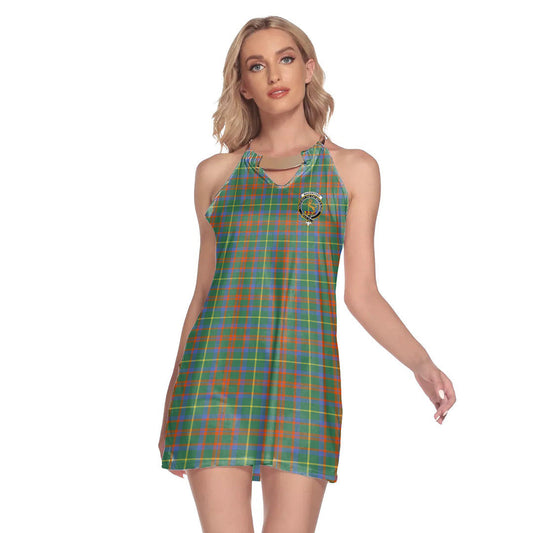 MacKintosh Hunting Ancient Tartan Crest Round Neck Above Knee Dress