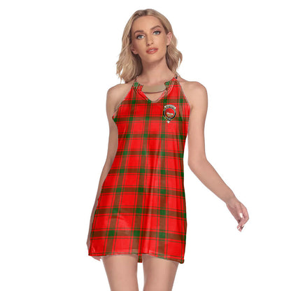 MacDonald of Sleat Tartan Crest Round Neck Above Knee Dress