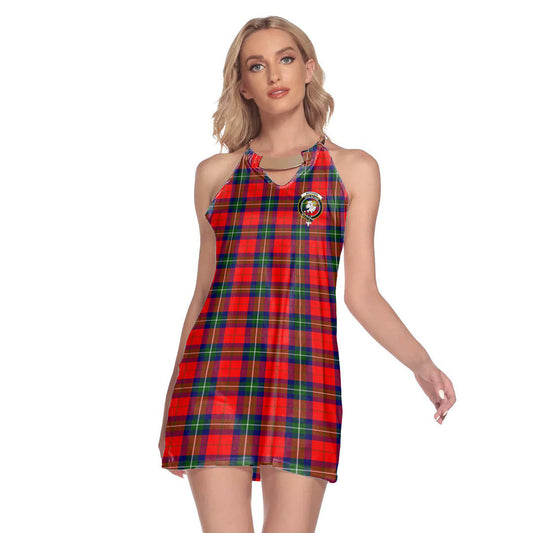 Ruthven Modern Tartan Crest Round Neck Above Knee Dress