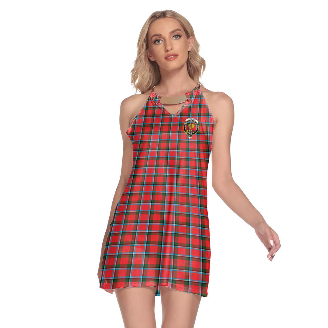 Sinclair Modern Tartan Crest Round Neck Above Knee Dress