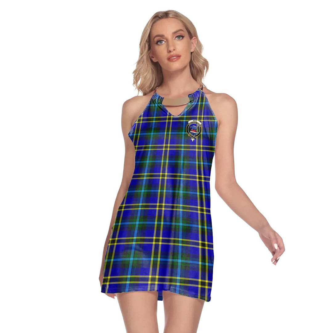 Weir Modern Tartan Crest Round Neck Above Knee Dress