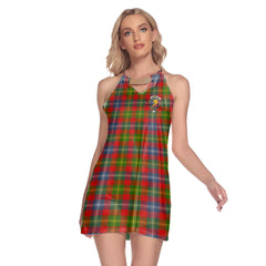 Forrester Tartan Crest Round Neck Above Knee Dress