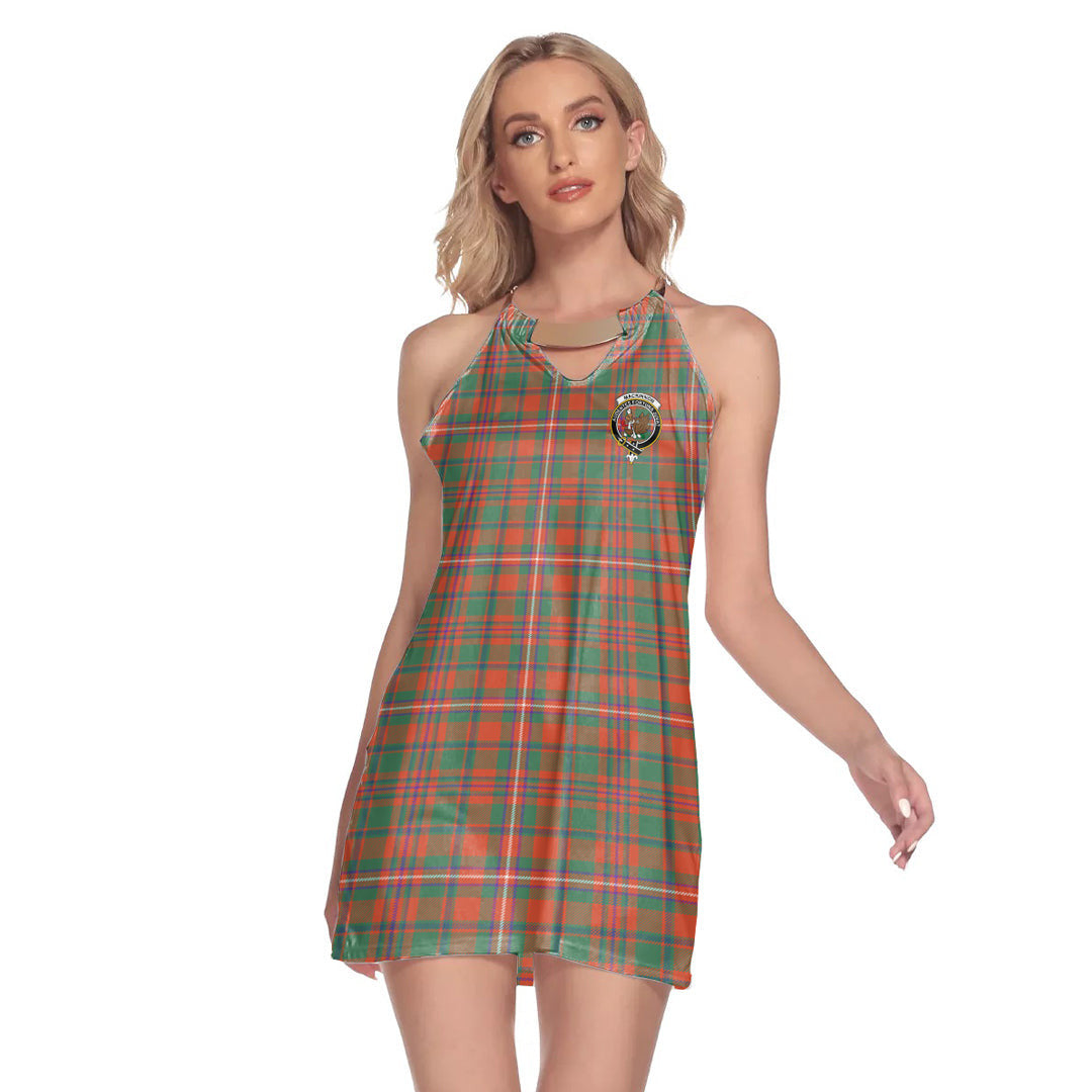 MacKinnon Ancient Tartan Crest Round Neck Above Knee Dress