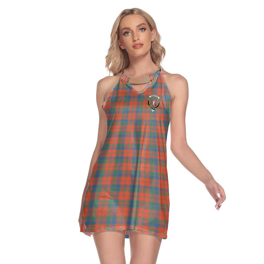 Robertson Ancient Tartan Crest Round Neck Above Knee Dress