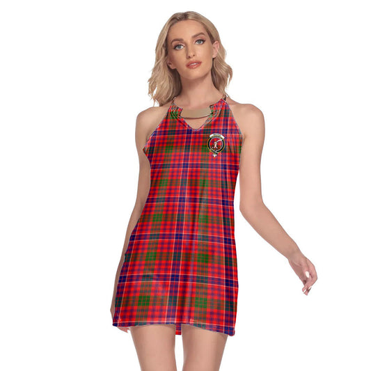 MacRae Modern Tartan Crest Round Neck Above Knee Dress