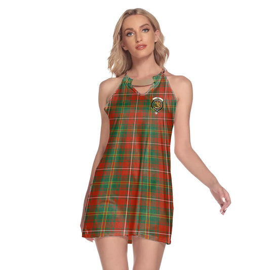 Hay Ancient Tartan Crest Round Neck Above Knee Dress