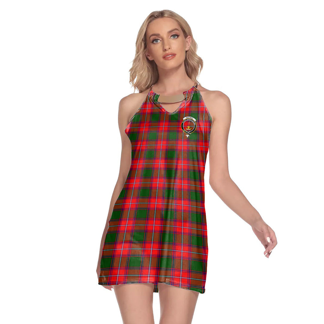 Rattray Modern Tartan Crest Round Neck Above Knee Dress