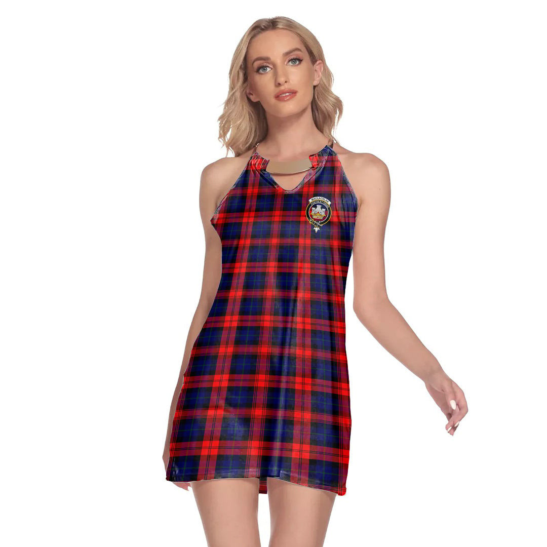 MacLachlan Modern Tartan Crest Round Neck Above Knee Dress