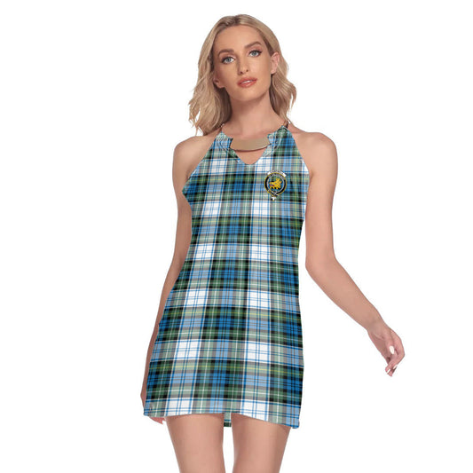 Campbell Dress Ancient Tartan Crest Round Neck Above Knee Dress