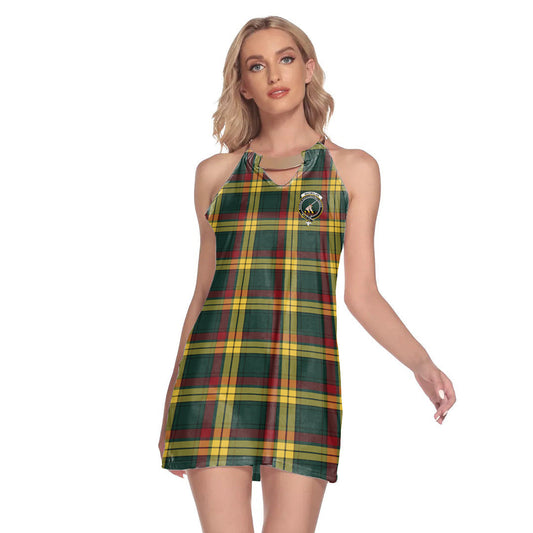 MacMillan Old Modern Tartan Crest Round Neck Above Knee Dress