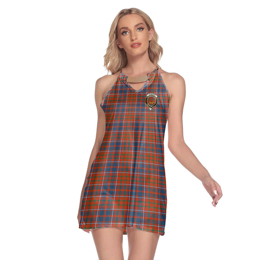 Cameron of Lochiel Ancient Tartan Crest Round Neck Above Knee Dress