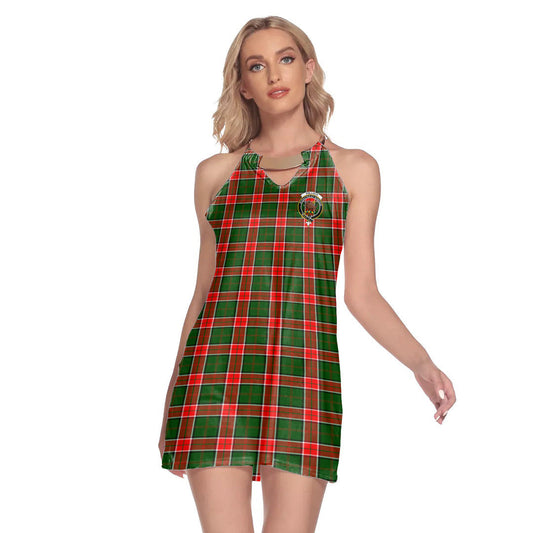 Pollock Modern Tartan Crest Round Neck Above Knee Dress