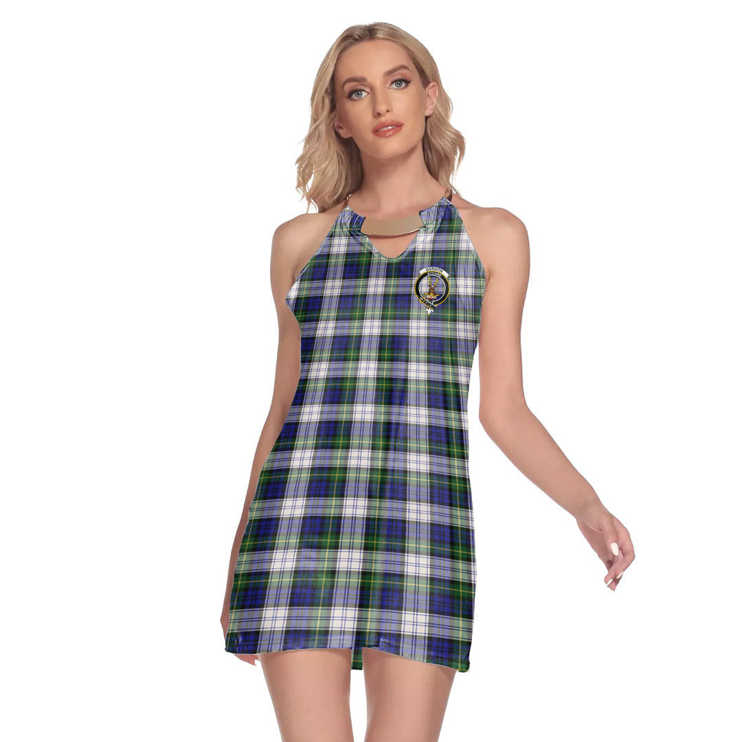 Gordon Dress Modern Tartan Crest Round Neck Above Knee Dress