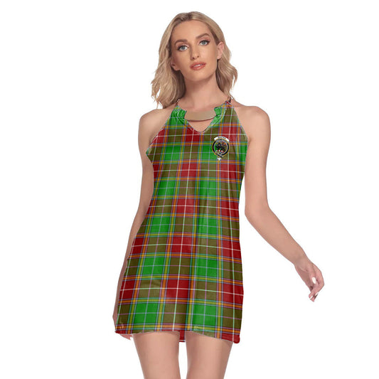 Baxter Modern Tartan Crest Round Neck Above Knee Dress