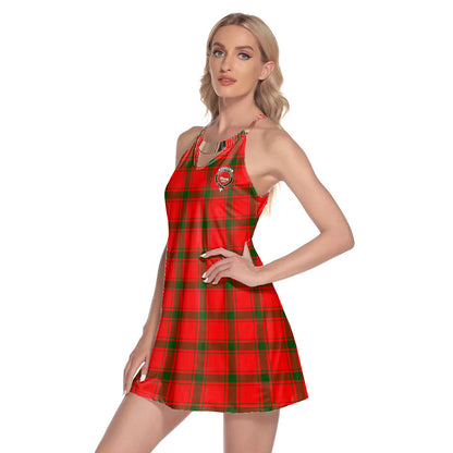 MacDonald of Sleat Tartan Crest Round Neck Above Knee Dress